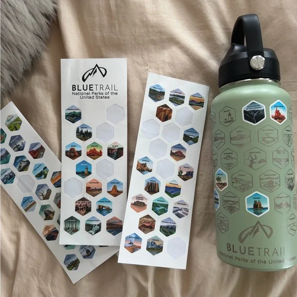 Blue Trail National Parks Water Bottle With Stickers - Picture 4 of 7